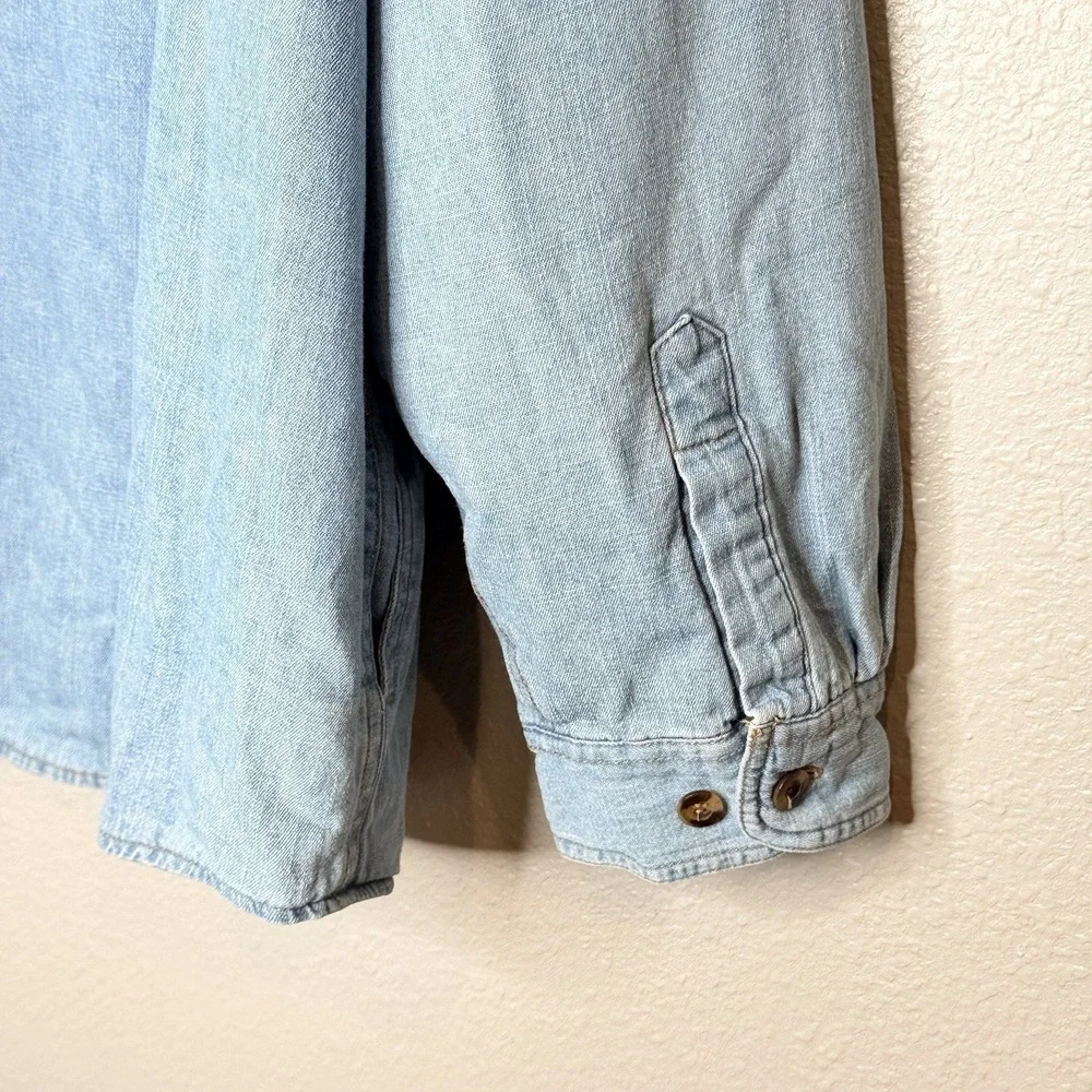 VTG 90s Denim Shirt Jacket Flannel Lined Plaid Grunge Workwear Barn‎ Coat XL